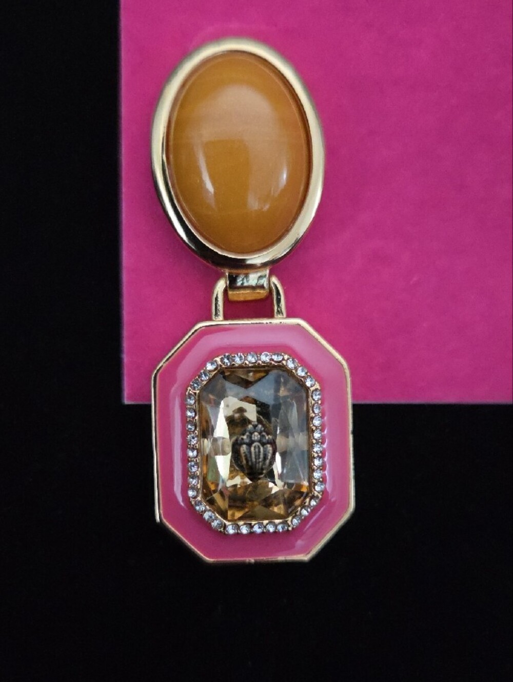 NWT Kurt Geiger London Signature Stone Gem Drop Earrings - Colorful Gold - Picture 4 of 9